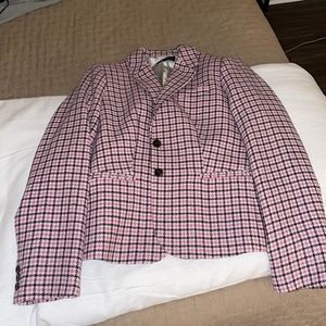 J Crew Pink Plaid Blazer